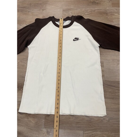 Nike Y2K Waffle Knit Thermal Shirt White BrownLong Sleeve Size Men’s XL - Picture 7 of 9